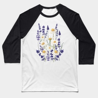 Chamomile And Lavender Pattern Baseball T-Shirt